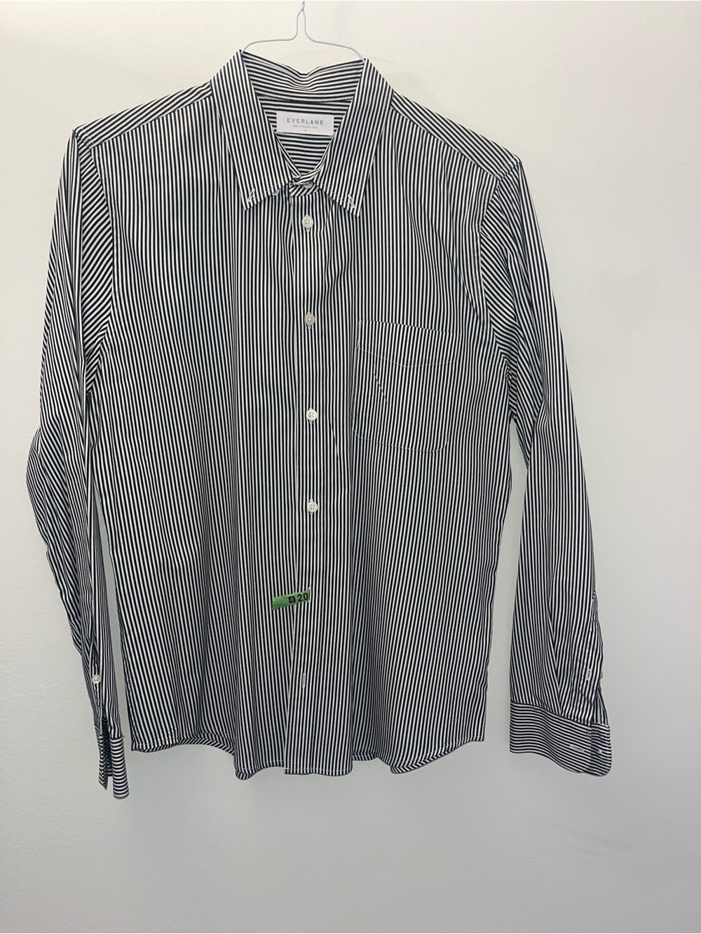 Everlane Black and White Vertical Stripe Button-Down Shirt